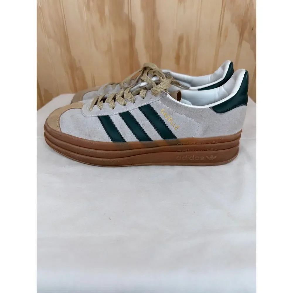 Adidas Gazelle Bold Platform Sneakers Cream Tan Green Women 8.5 Streetwear Retro